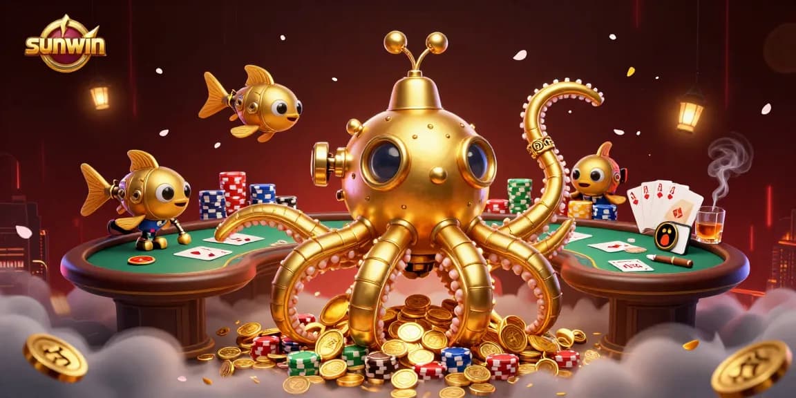 sunwin reveals the excitement of poker with the kraken submarine and mechanical fish