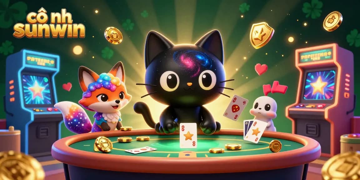 Cổng sunwin offers dynamic gaming experiences as a cartoon black hole cat and colorful nebula fox charm the cosmic casino.