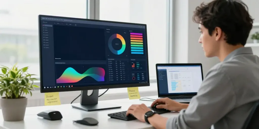 SEO specialist analyzing instant indexing metrics in a modern workspace.