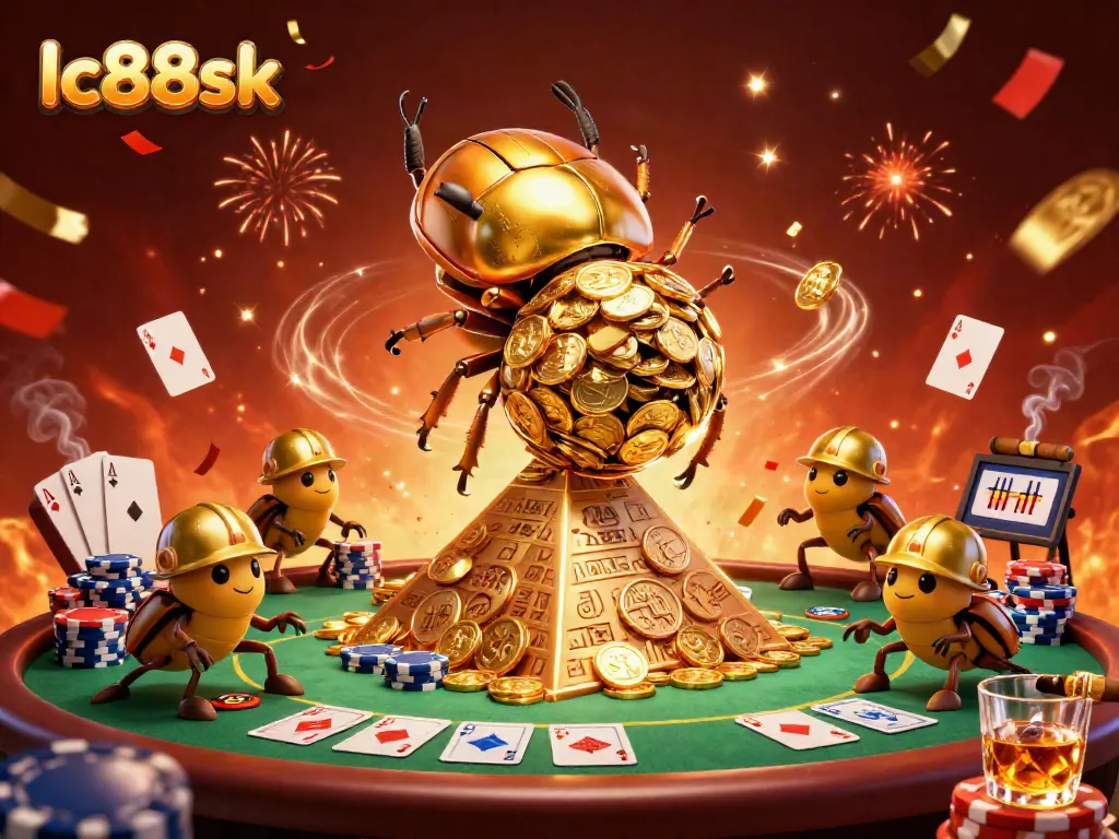 Experience the excitement at lc88sk with a vibrant casino scene featuring 3D animated characters and games.