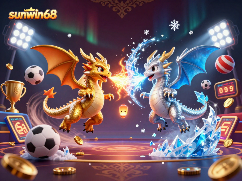 Play with excitement at sunwin68 as twin dragons clash in a captivating casino scene.