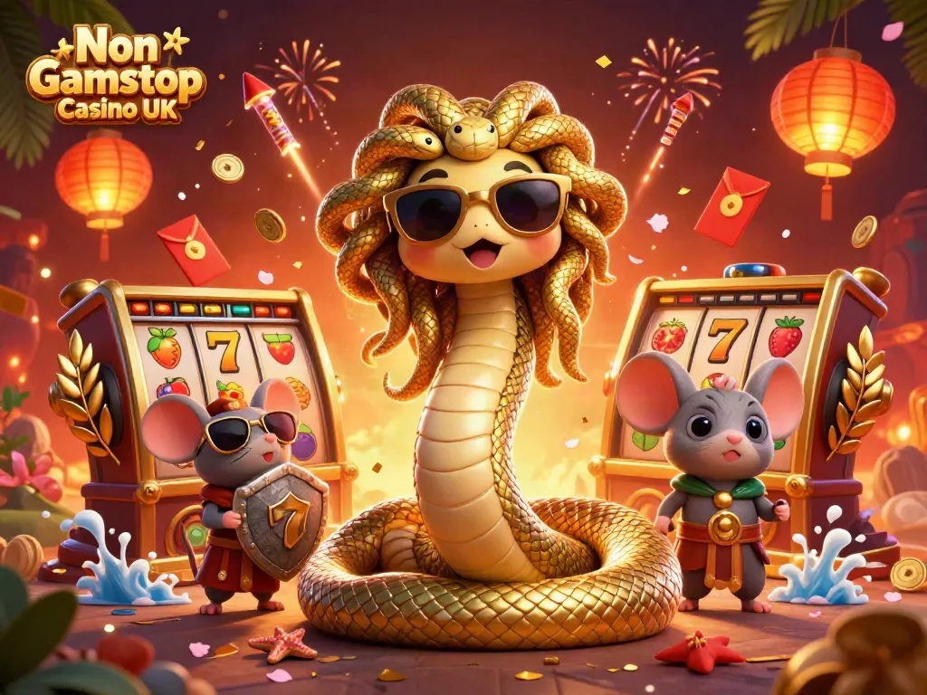 Engage with Non Gamstop Casino UK in a vibrant 3D casino illustration filled with action.