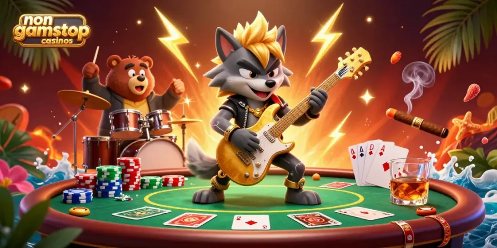 Engage and play at top non gamstop casinos with vibrant casino elements and energetic characters.