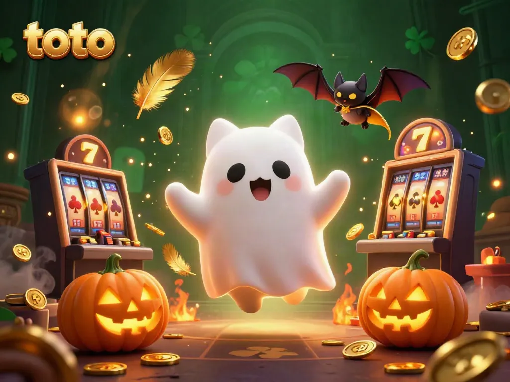 Experience thrilling gaming at Toto's haunted casino, with glowing jack-o-lanterns and a ghost cat!