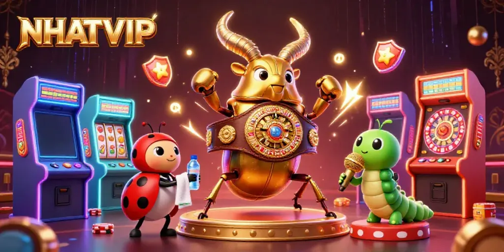 Engage with NHATVIP's dynamic gaming world featuring exciting casino elements and vibrant characters.