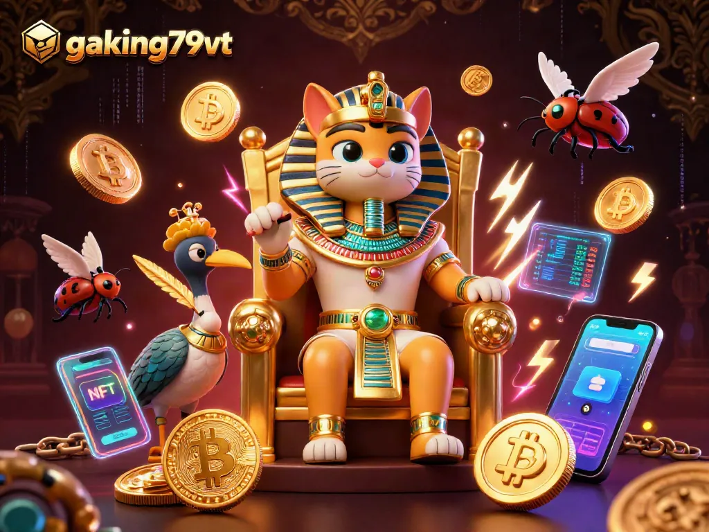 gaking79vt showcases a vibrant 3D illustration merged with digital currency elements in a casino theme.