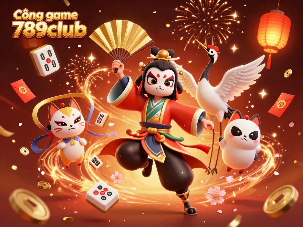 Experience the thrill of Cổng game 789club with dynamic 3D characters and festive game elements.