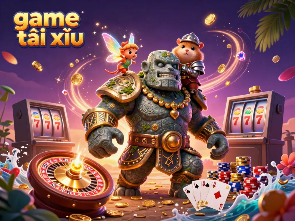 Engage in the game tài xỉu experience with a vibrant illustration showcasing magical elements and casino excitement.