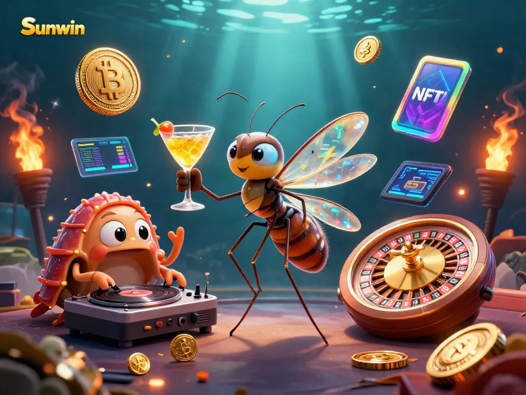 Engage in gaming delight at Sunwin with vibrant casino characters and dynamic action.