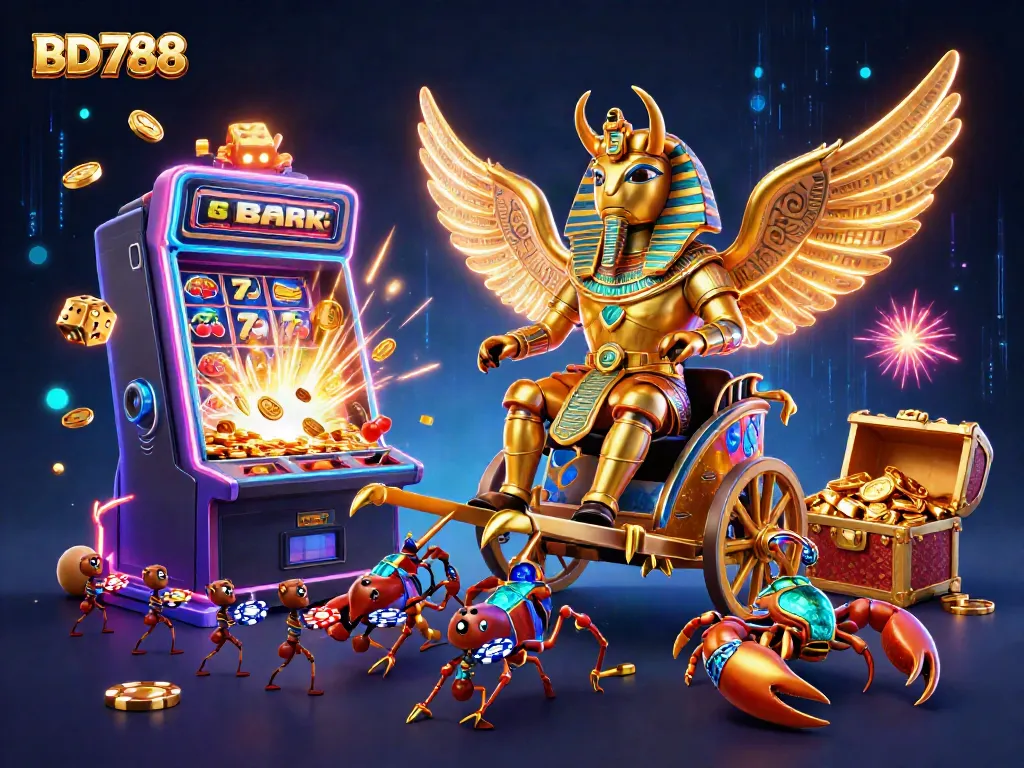 Engage with BD788's exciting gaming world featuring dynamic 3D illustrations of casino elements and vivid characters.