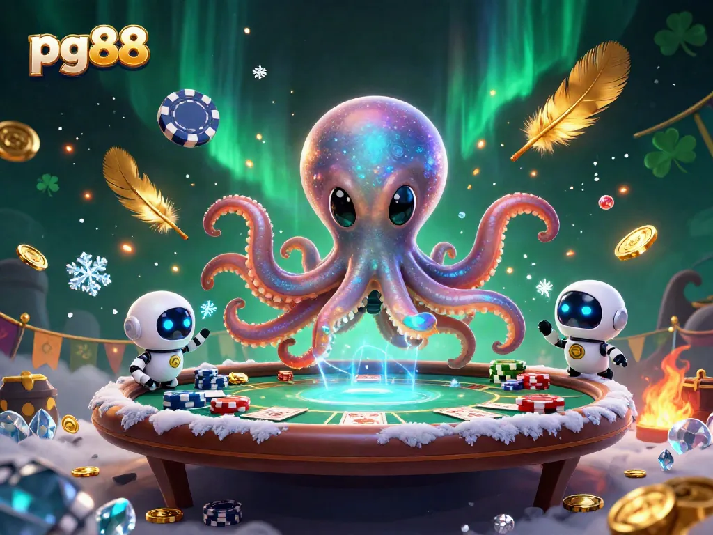 Engage with pg88 in an exciting poker scene with alien characters and holographic action.