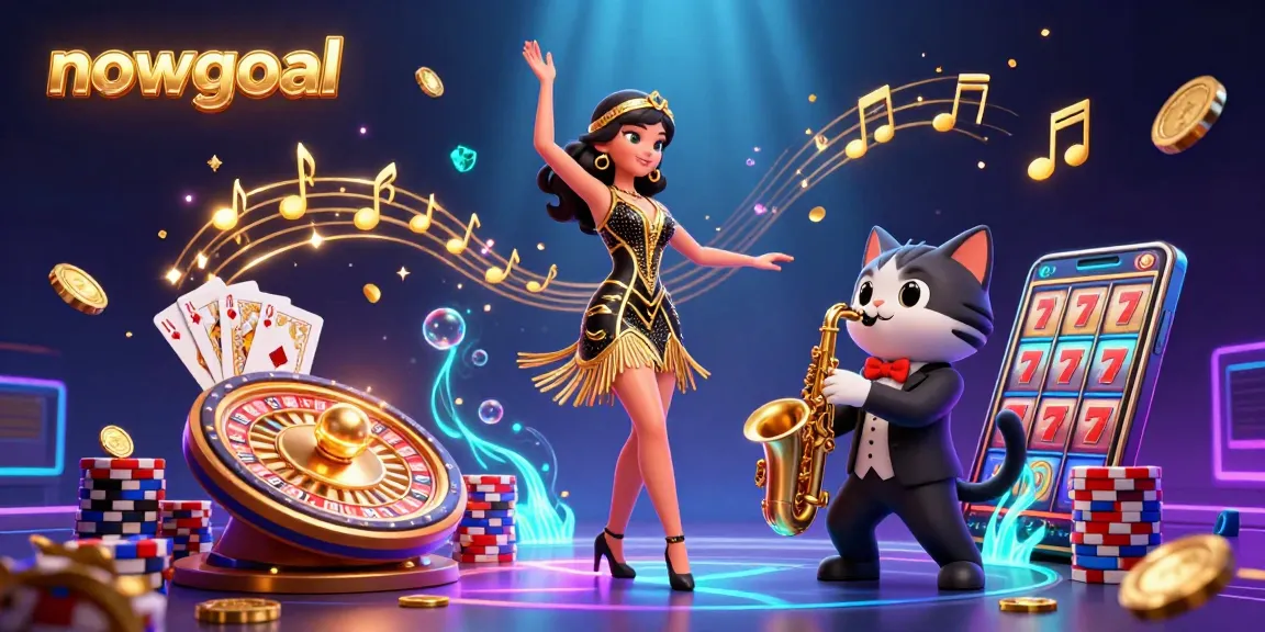 Engage with nowgoal's thrilling live sports updates and dynamic betting insights in a vibrant 3D casino scene.