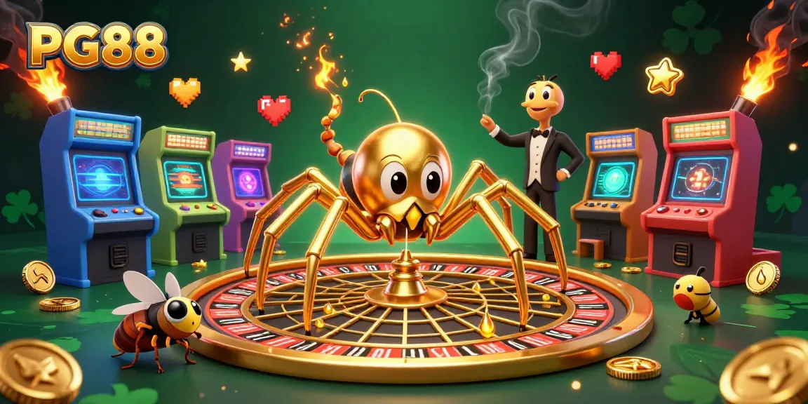 Engage with the PG88 gaming experience as cartoon characters swirl around a vibrant roulette wheel.