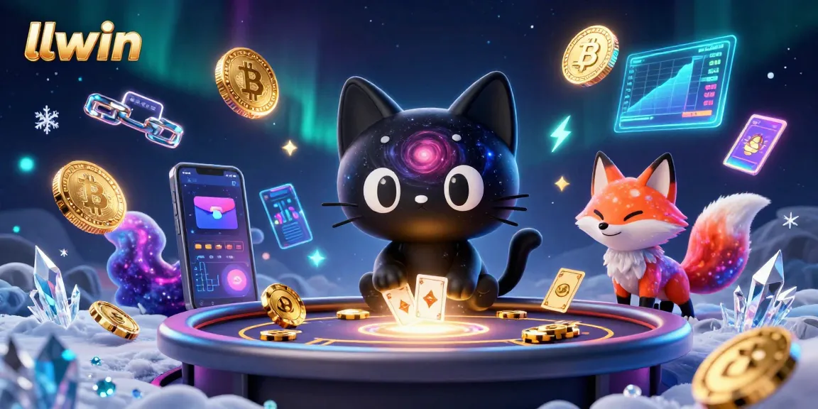 Engage with llwin's dynamic online casino experience featuring a black hole cat at a cosmic table.