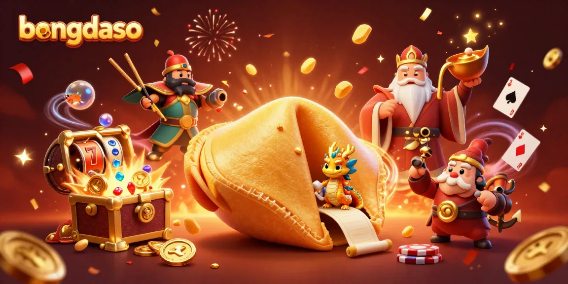 Bongdaso enhances gaming excitement with a dynamic scene featuring lucky symbols and vibrant characters.