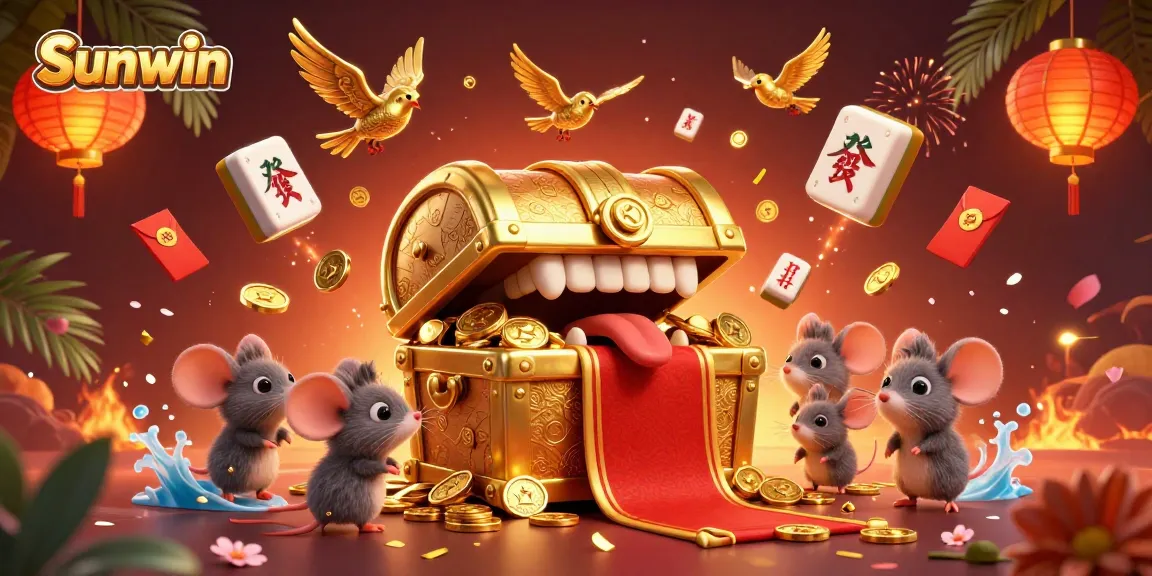 Spin and win with Sunwin, capturing golden thrills and treasure in a vibrant casino scene.
