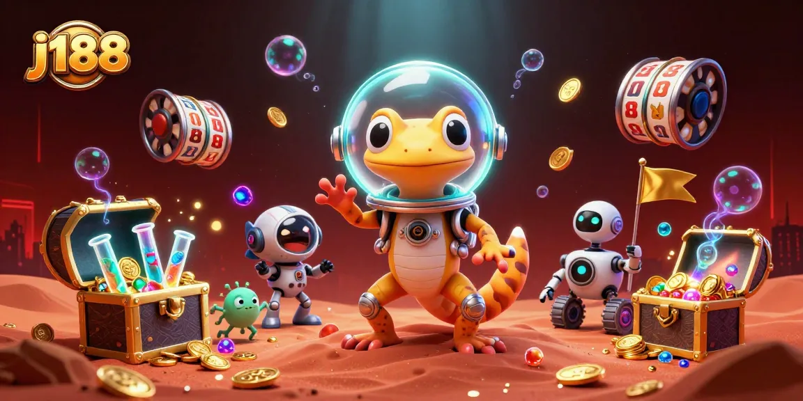 Join the fun at j188 as the Martian gecko discovers a golden casino filled with excitement!