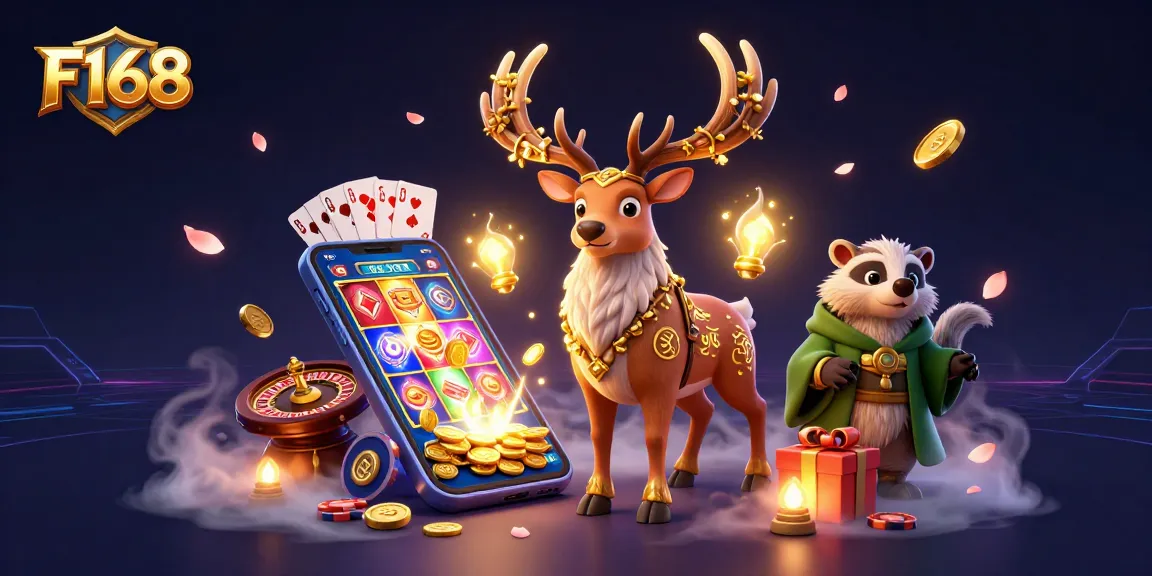 F168 invites players to engage in thrilling slot games with a vibrant 3D scene, featuring unique characters and dynamic gaming elements.
