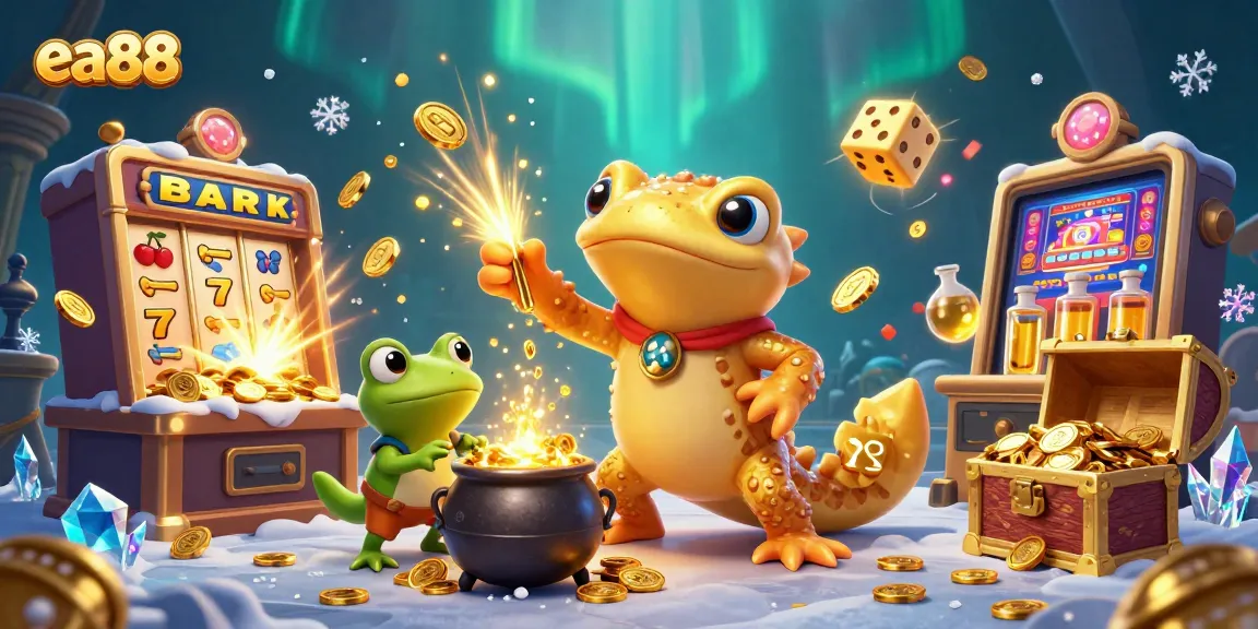 Win big with ea88 at this vibrant 3D casino scene featuring gold coins and exciting game elements.
