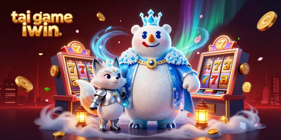 Join the adventure of tai game iwin with the ice king and snow fox amidst vibrant slot machines.
