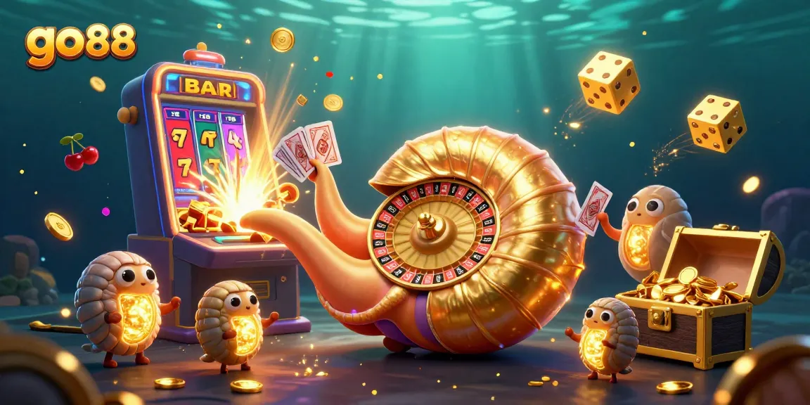 Experience gaming excitement with go 88 as ancient nautilus characters spin a vibrant casino scene.