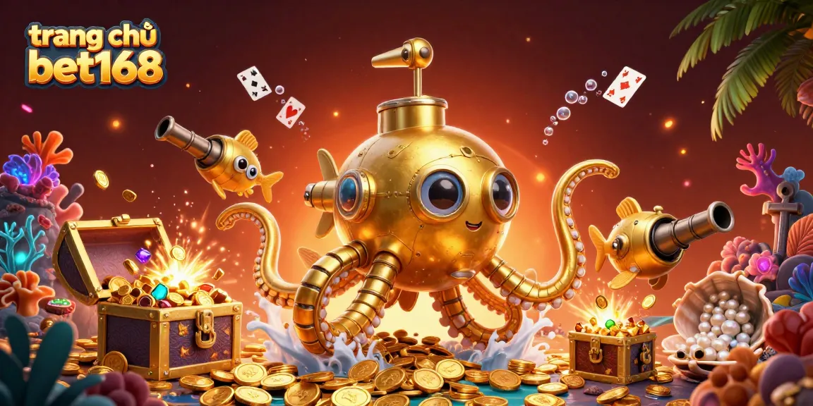 Experience excitement with trang chủ bet168, showcasing underwater treasures and vibrant casino elements in this dynamic illustration.