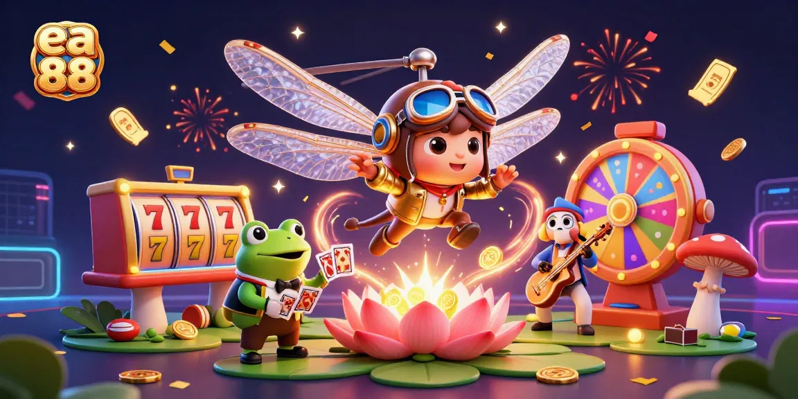 Experience the excitement of ea 88 as the dragonfly pilot hovers over a vibrant lily pad casino.