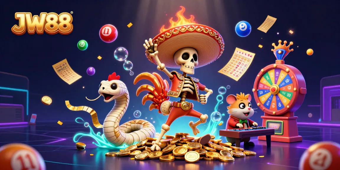 Engage with JW88's dynamic gaming experience featuring colorful lottery elements and exciting character interactions.