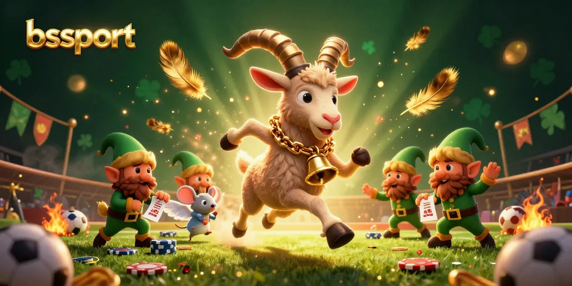 Engage in thrilling sports betting action at bsport with a festive illustration of a Krampus goat running a betting arena.