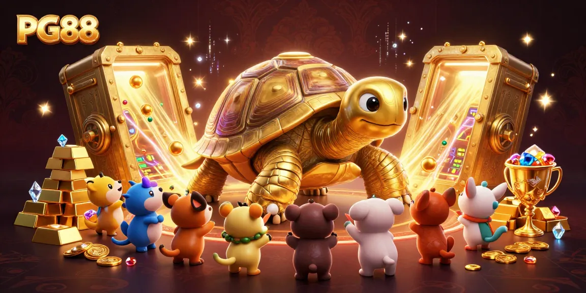 Play exciting games at PG88 with a colossal golden tortoise pinball machine and treasure galore.