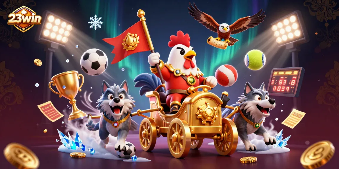 Experience thrilling gameplay at 23win with an epic rooster warlord and sports elements.