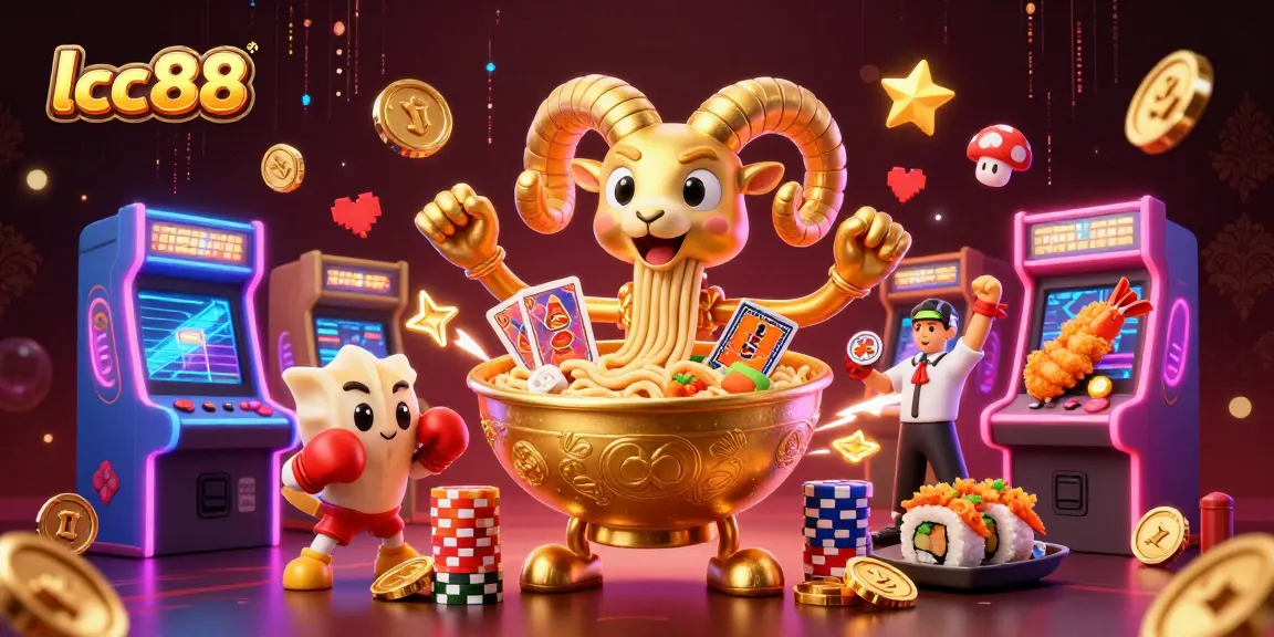 Engage in thrilling gameplay at lclc88 with a vibrant 3D casino scene featuring a whimsical giant ramen bowl and skillful dealers.