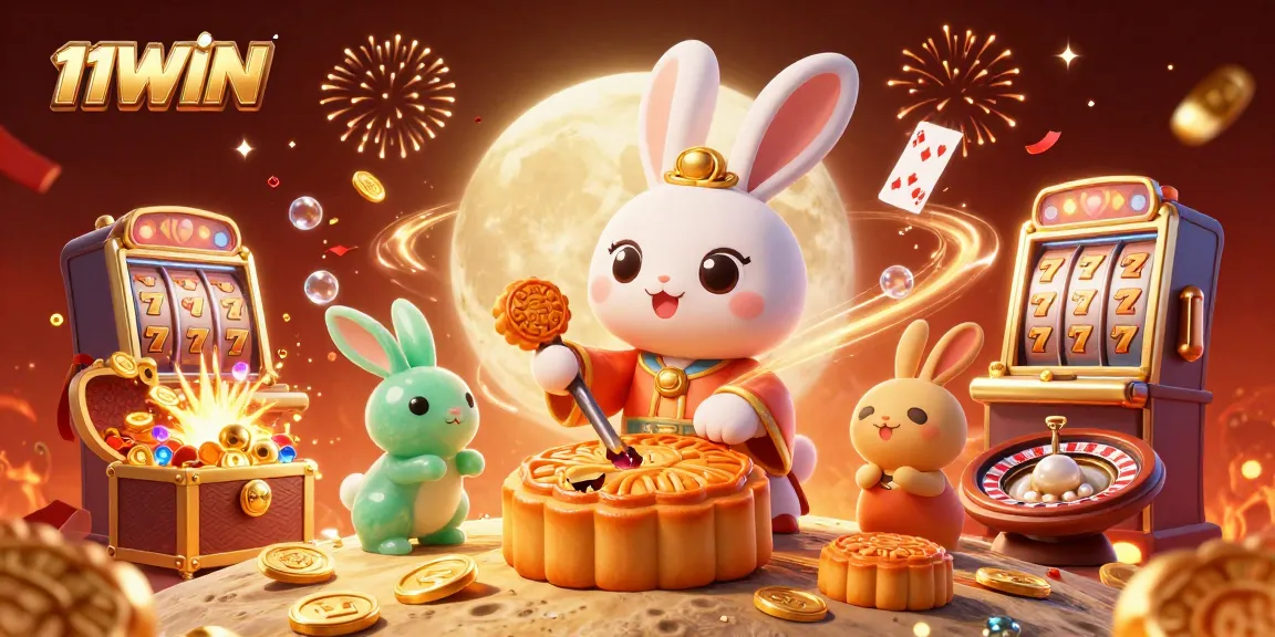 Experience the thrill of gambling with 11WIN in this vibrant 3D illustration of celestial casino elements.