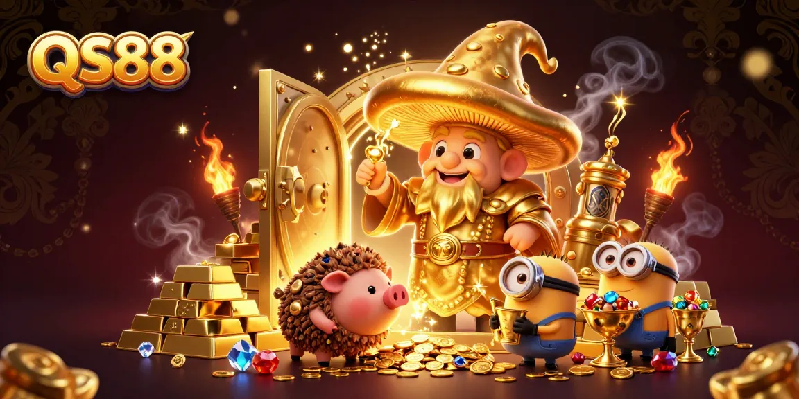 Engage with the energy of QS88's magical casino environment, filled with golden treasures and charming characters.